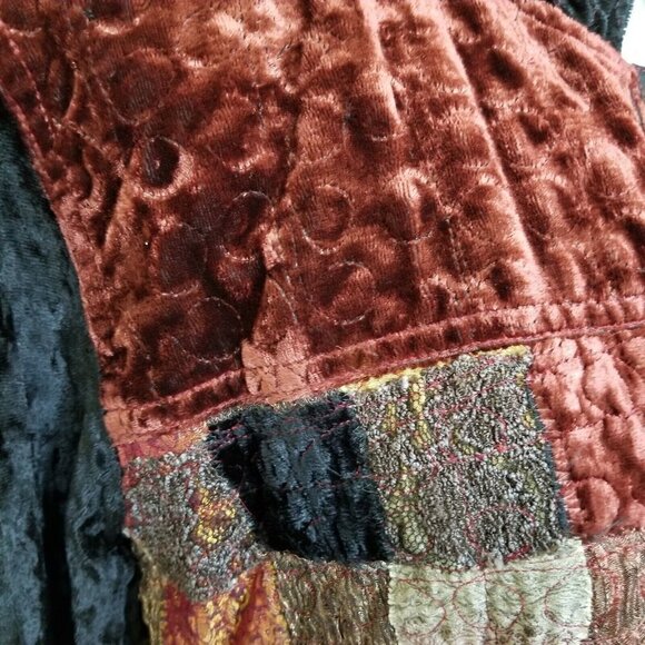 Vintage Size Small Reversible Jacket Patchwork Velvet and Silk Blend Yak Magik - Picture 9 of 12
